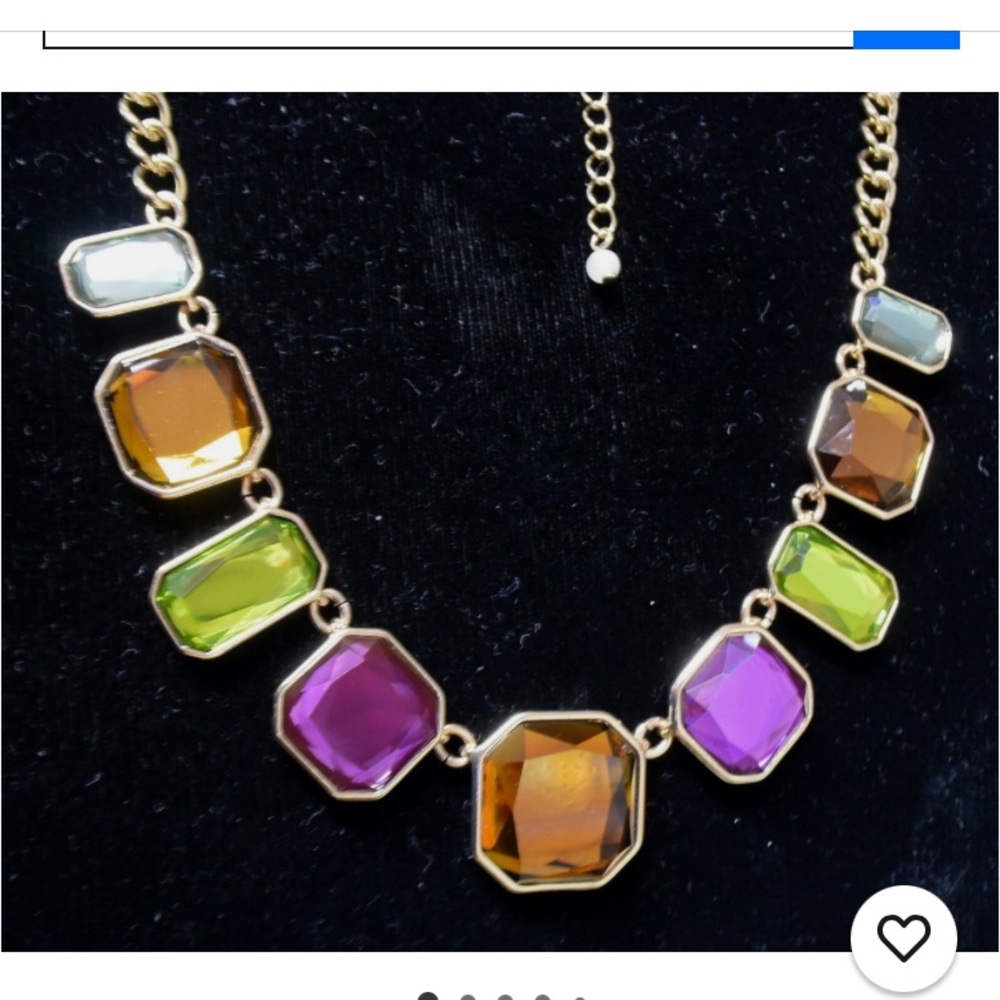 VINTAGE NRQ GOLD TONE MULTICOLOR AND FACETED LARGE RHINESTONES - Picture 10 of 11